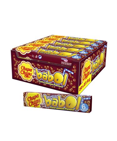 Chupa Chupa Big Babol Cola Lemon Bubble Gum counter display contains 20 poles chewing gum with cola lemon taste for large chewing gum bladder 20x27.6g - Buy Online on GoSupps.com