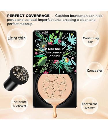 QIUFSSE Air Cushion CC Cream: Mushroom Head Foundation BB Cream for Long-Lasting, Waterproof Makeup - Natural Finish - Buy Online on GoSupps.com