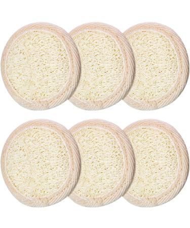 6 pieces peeling luffa pad face body washer round bath shower luffa sponge pad cleaning Luffa sponge brush skin peeling pads bathing sponge for men women shower bathroom and spa