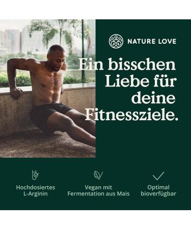 Nature Love L-Arginine 4500mg - 365 Vegan Capsules | High-Dose Corn Fermentation Lab Tested - Made in Germany - Buy Online on GoSupps.com