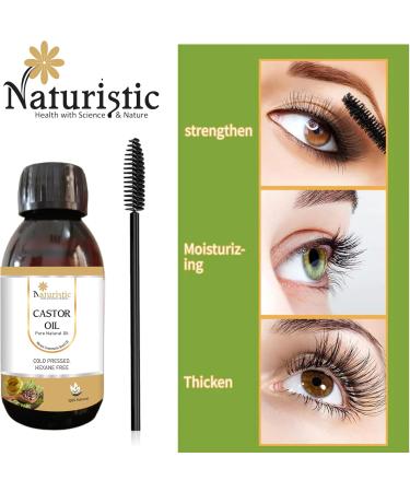 Naturistic 100ml Cold Pressed Castor-Oil for Hair Growth Skin Eyelashes & Eyebrows - Pure Caster Oil for Beard Scalp and Face - Castor Oil for Hair and Skin Care. - Buy Online on GoSupps.com