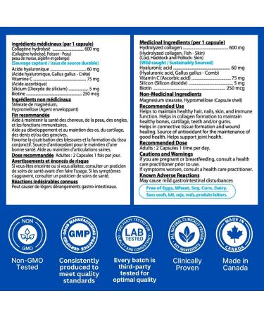 Nutridom Hydrolyzed Marine Collagen Peptides Capsules 600mg Wild-Caught from North Atlantic Supports Hair Skin & Nails Non-GMO Free of Gluten Soy & Dairy (60 Count) 60 count (Pack of 1) - Buy Online on GoSupps.com