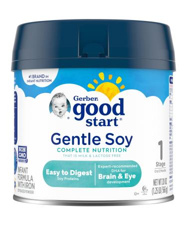 Gerber Good Start Baby Formula Powder, Gentle Soy, Plant Based Protein & Lactose Free Non-GMO Powder Infant Formula, Stage 1, 20 Ounce (Pack of 1)