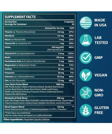 90 000 MG Detox & Cleanse - Herbal Liver & Kidney Repair Natural Body Cleanse for Men & Women 60 Caps Made in USA - Buy Online on GoSupps.com