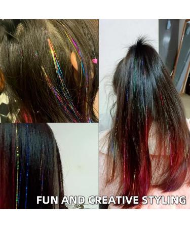 8 Colors Hair Tinsel Kit with Tools VEINARDYL 1.2m Fairy Hair Glitter Hair Tinsel Kit Color Hair Extensions Sparkling Braiding Hair for Girls Women Halloween Cosplay Party - 1600 Strands - Buy Online on GoSupps.com