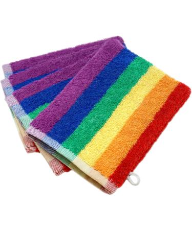 Lashuma Wash Gloves - Terry Cloth 4-Pack Rainbow Striped Washcloths 15x21 cm Soft & Absorbent Towels for All Skin Types | International Shipping - Buy Online on GoSupps.com