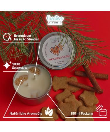 Creative Home Christmas Cookies Candle | 100% Vegan Soy Wax | 45-Hour Burn | 180ml Aromatic Gift | Relaxation & Decoration - Buy Online on GoSupps.com