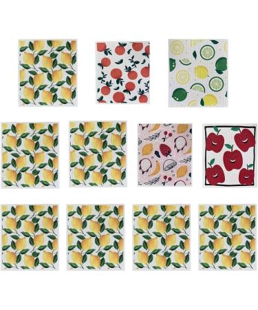 6Pcs Reusable Paper Towels Lemon Print Dish Towels for Kitchen Soft and Absorbent Dish Cloths Quick Drying Dish Rags Cleaning Supplies - Buy Online on GoSupps.com