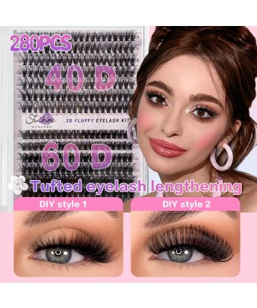 Fenshine Cluster Eyelash Extensions 240pcs - Natural False Eyelashes Mix 9-14mm - Soft Individual Lashes - Extension Kit with 20D/40D Curl - 0.07D - for Volume Lash Looks - Buy Online on GoSupps.com