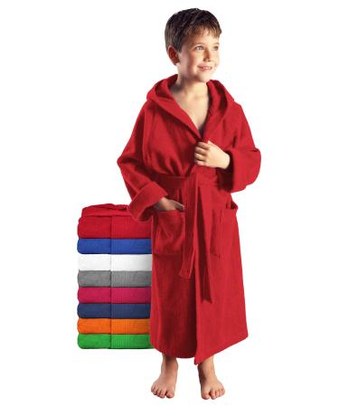 Arus children's bathrobe with hood for boys and girls 100% cotton terrye (380 g/m ) long eco-tex certified large color selection 140 red