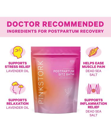 Pink Stork Postpartum Sitz Bath Soak - Dead Sea Salt for Perineal Care & Postpartum Recovery - Lavender Scented 1 lb - Buy Online on GoSupps.com