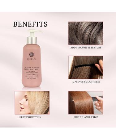 Onesta Plant-Based Smooth & Shine Blow Dry Cr me Hair Protector 8 oz - Pack of 1 - Buy Online on GoSupps.com