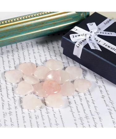 Healing Crystal Rose Quartz Heart Worry Stones for Reiki Meditation - 15pcs - Buy Online on GoSupps.com