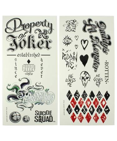 DC Comics Suicide Squad Harley Quinn Joker Temporary Tattoos