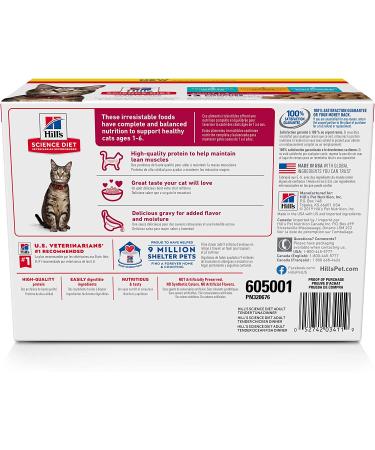 Hill's Science Diet Wet Cat Food Pouches Variety Pack 12 Count - 1 Pack - Buy Online on GoSupps.com