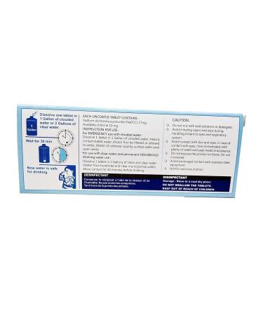 Ef-Chlor Water Purification Tablets - 100 Tablets (17mg) - Portable Drinking Water Treatment for Emergencies, Survival, Travel, and Camping - Purifies 1 Gallon Water in 1 Tablet - Buy Online on GoSupps.com
