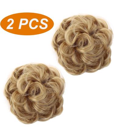 JJstar 2PCS Curly Messy Bun Hair Piece Set - Blonde Synthetic Fiber Scrunchies for Women & Girls - Buy Online on GoSupps.com