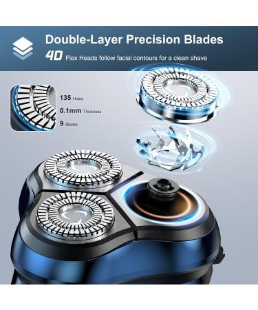 Electric Shavers for Men Mosluckamp Rotary Shavers Dry Shaver with Pop up Trimmer - Blue - Buy Online on GoSupps.com