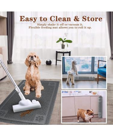 PrimePets Waterproof Dog Food Mat XL - Non Slip Grey Pet Feeding Mat for Water Bowls - Cat Litter Mat - 35 x 24 inches - Buy Online on GoSupps.com