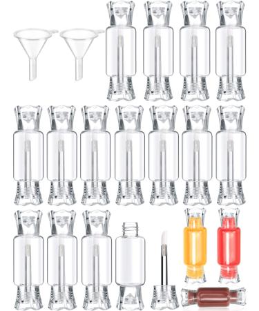 Blulu 20 Pieces Clear Lip Gloss Tubes Candy Shape Lip Gloss Containers Mini Empty Lip Balm Tube and 2 Pieces Funnel for DIY Cosmetics Women Girls