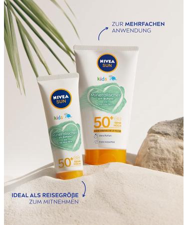 Nivea Sun Kids 100% Mineral Lotion LSF 50+ | Extra Waterproof UVA/UVB Sunscreen | 150 ml - Effective Children s Sun Protection - Buy Online on GoSupps.com