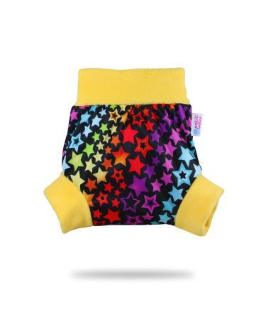 Petit Lulu Pull Up Cloth Nappy Wrap | Size M | Washable Diaper Wrap | Reusable Cloth Nappies | Made in Europe (Rainbow Stars)