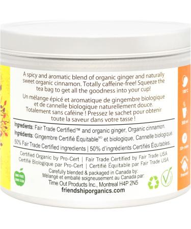 Friendship Organics Ginger Cinnamon Tea Bags Organic and Herbal Fair Trade 22 Count - Buy Online on GoSupps.com