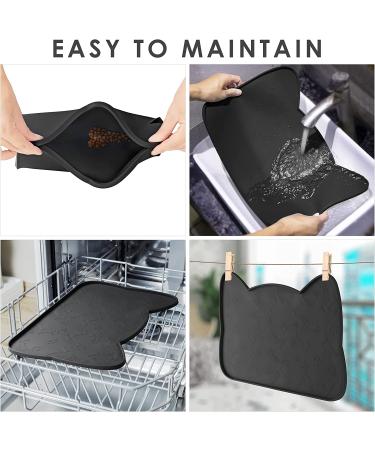 IYYI Cat Food Mat - Silicone Dog Bowl Mat for Food and Water - Waterproof Non Slip Pet Feeding Mat - Raised Edge Dog Food Tray - Gray+M - Buy Online on GoSupps.com