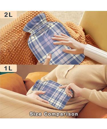 Buy Naanle Hot Water Bottle with Cover - Violet Tartan Plaid 2L | Back Pain Relief & Cold Therapy - Buy Online on GoSupps.com