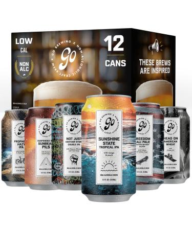 Go Brewing 12 Mixed Pack Non-Alcoholic Craft Brew Classic Ingredients Featuring Multiple Flavors Assorted Varieties Low-Calorie Beverage Choices - 12 Fl Oz Cans Mixed Pack 12 Fl Oz (Pack of 12)