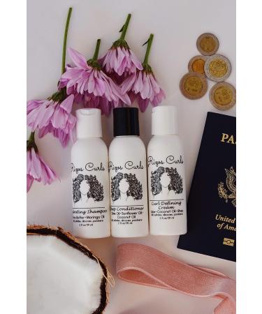 Rizos Curls Trio Travel Kit - Curl Defining Cream, Shampoo, Conditioner (2 fl oz each) - Buy Online on GoSupps.com