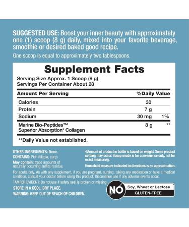 NeoCell Marine Collagen Peptides Powder | 8 oz | Unflavored | Superior Absorption | Hair Skin & Nails Supplement - Buy Online on GoSupps.com