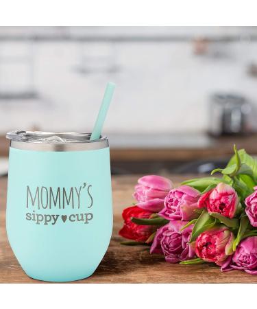 SassyCups Mommy's Sippy Cup Wine Tumbler - Engraved Stainless Steel Stemless Glass (12oz, Mint) - Perfect Gift for New Mom or Mom to Be - Buy Online on GoSupps.com