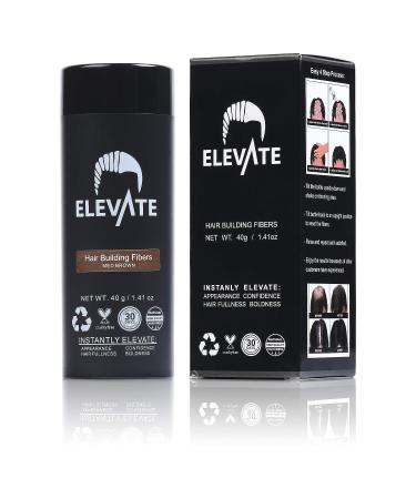 ELEVATE Hair Fibers MEDIUM BROWN - 40g Bottle | 100% Natural Keratin Fibers for Thinning Hair | Instantly Conceal Balding - Men & Women - Buy Online on GoSupps.com