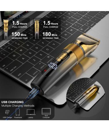Hatteker Professional Hair Clippers and T-Blade Trimmer Kit for Men - Gold 17 Piece Set | Cordless Beard Barber Clipper, Haircut Grooming Kit, IPX7 Waterproof - Buy Online on GoSupps.com
