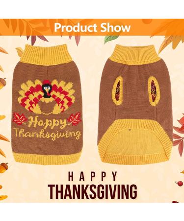 HUMLANJ Thanksgiving Knitted Dog Turtleneck Sweater - Warm Turkey Pullover for Puppy - Leash Hole - Small-Medium Sizes - Buy Online on GoSupps.com