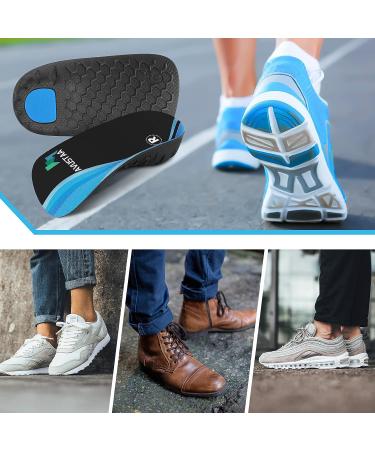 High Arch Support Insoles 3/4 Orthotic Inserts for Flat Feet Plantar Fasciitis Relief | Overpronation Running Shoe Insoles for Men & Women - Black/Blue (L Men 9-11 Women 10-12) - Buy Online on GoSupps.com