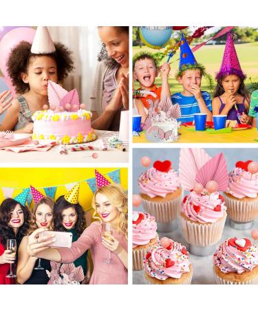 Cake Decorations 44 PCS Paper Palm Fan Cake Decorations Pink Palm Leaf Cake Toppers Cake Decorations For Birthday Party Wedding Valentine's Day - Buy Online on GoSupps.com