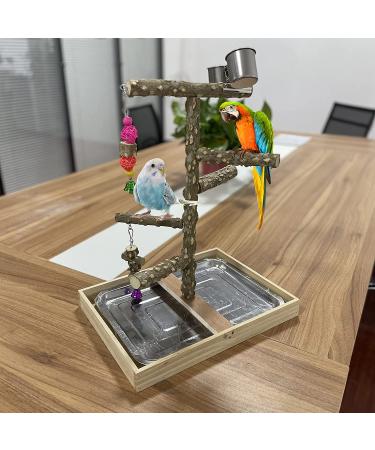 Tfwadmx Natural Wood Bird Perch Stand Toy for Parrots - Platform Play Stand for Parakeets, Canaries, Cockatiels, Conures, Lovebirds - Buy Online on GoSupps.com