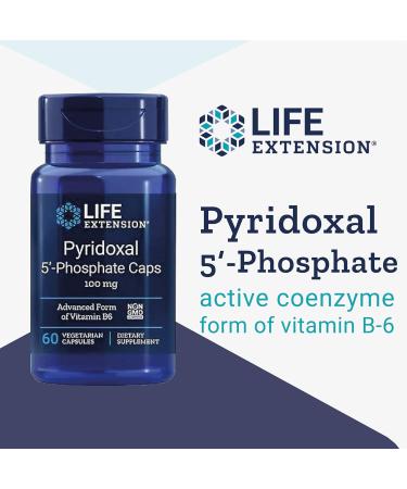 Life Extension Pyridoxal-5-Phosphate 100mg - 60 Vegan Capsules | Gluten-Free, Non-GMO, Laboratory Tested - Buy Online on GoSupps.com