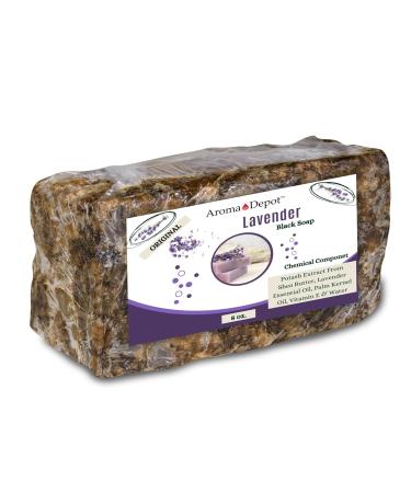 Aroma Depot African Black Soap 8 oz - Lavender Scented Handmade Bar with Shea Butter | 100% Natural Infused Soap for Face & Body Wash - Buy Online on GoSupps.com