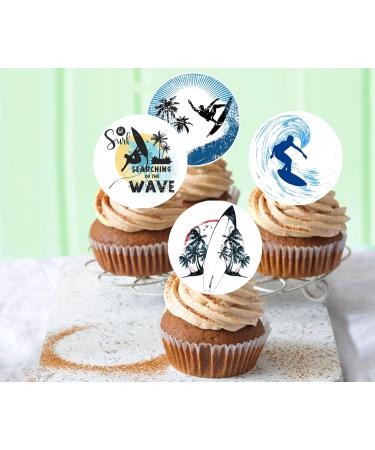 24 x Pre-Cut Surfing 7 Edible Stand up Wafer/Rice Paper Cupcake Cake Toppers Birthday Party Beach Holiday Surfboard Ocean Water Sport Decorations - Buy Online on GoSupps.com