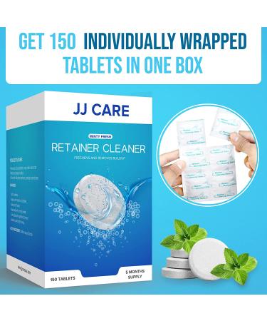 JJ CARE Retainer Cleaner Tablets (Pack of 150) - Denture & Mouth Guard Cleaning - Removes Stains & Odor - 5 Months Supply - Buy Online on GoSupps.com