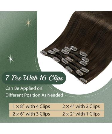 Ugeat 20inch Hair Extensions Clip in Chocolate Brown Human Hair Extensions Clip in Real Hair Extensions Clip in Human Hair Double Weft Human Hair Extensions Clip in #4 Clip-50cm Clip#4 - Buy Online on GoSupps.com