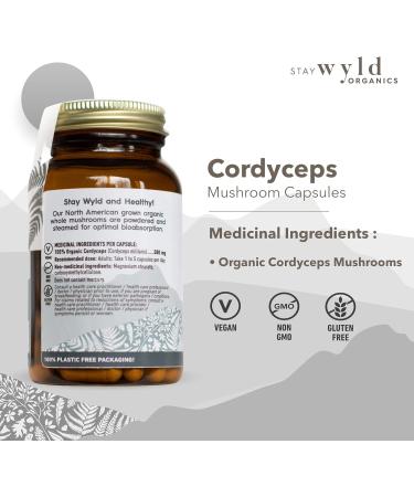 Stay Wyld - Organic Cordyceps Mushroom Capsules - Real Mushrooms - Energy Immunity & Vitality Mushroom Supplement - Athletic Performance & Hormone Regulation - 100% Canadian Grown - 60 Capsules Cordyceps - Capsules - Buy Online on GoSupps.com