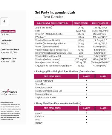 Physicianâ€™s Choice Total Hair Maintenance Supplement - 60 Capsules for Women & Men - Buy Online on GoSupps.com