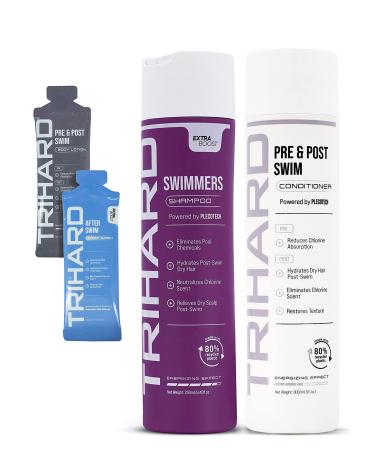 TRIHARD Swimmers Shampoo Extra Boost + Pre & Post Swim Conditioner | Chlorine And Hair Solutions | Swimming Two-In-One Duo