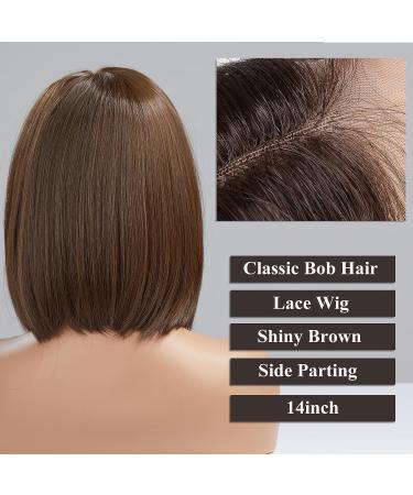 HAIRCUBE Brown Synthetic Lace Wig - Shoulder-Length Bob Style for Women - Buy Online on GoSupps.com