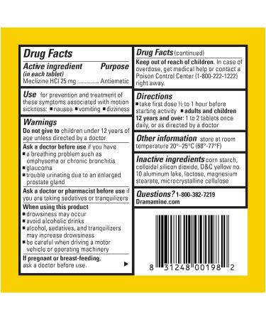 Dramamine All Day Less Drowsy Motion Sickness Relief Tablets - Pack of 3 (8 Tablets per Pack) - Fast Acting Formula - Non-Drowsy Relief - Packaging may vary - Buy Online on GoSupps.com