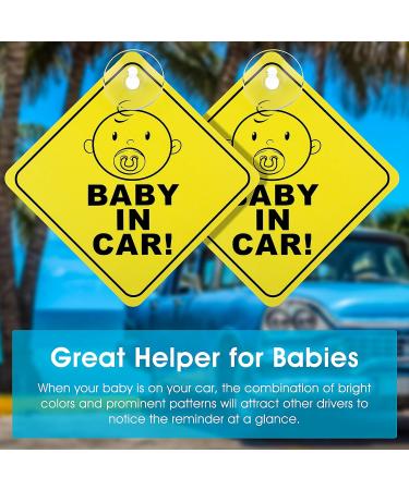 TIESOME 2PCS Baby on Board Sign for Car with Suction Cups - Safety Warning Sticker for Kids - Durable Decal for Baby in Car - Buy Online on GoSupps.com